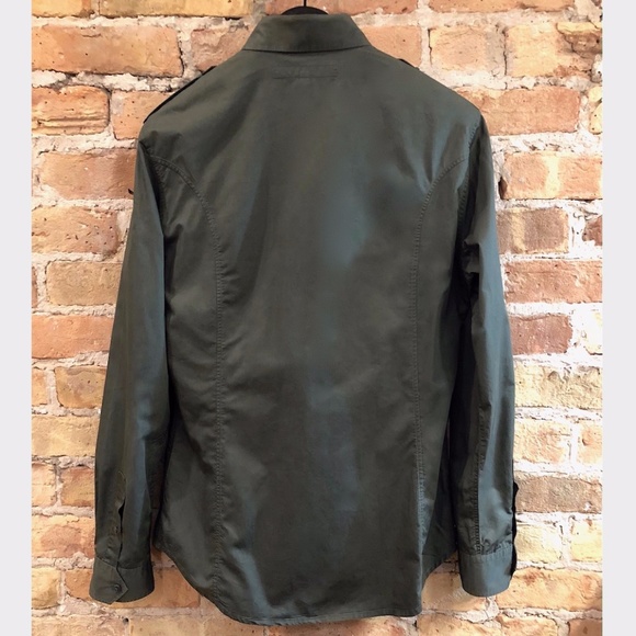 FRENCH CONNECTION Men's Khaki Green Military Shirt FCUK Small - Picture 8 of 13